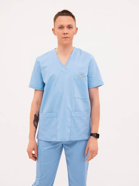 Bluza medyczna męska Basic Baby Blue